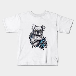 Koala Bear Wild Animal Nature Illustration Art Tattoo Kids T-Shirt